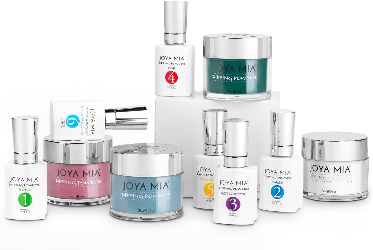 Joya Mia Beautiful Dipping Powder Starter Kit Powders,Top,Base,Activator,Bond,Vitamin Oil,Brush Saver (SKDP-13)