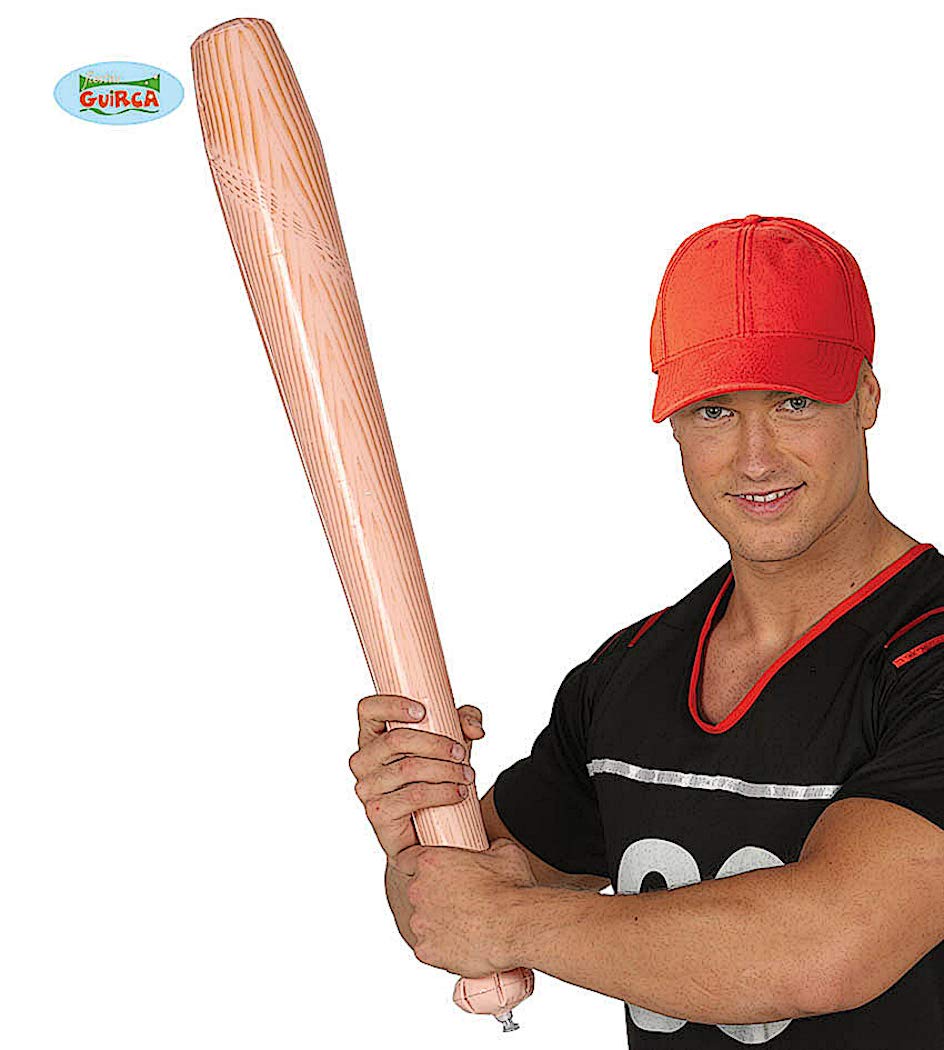 FIESTAS GUIRCA | Inflatable Baseball Bat (27.6 in) - Sports Accessory for Fancy Dress Parties and Celebrations - Ideal for Halloween, Carnival and Themed Events - For Kids and Adults - Natural