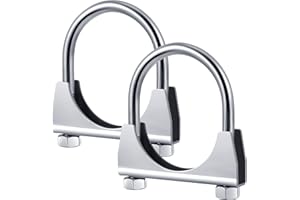 Datanly 2 Pcs 2-1/2" Exhaust Clamp Heavy Duty U-bolt Exhaust Clamp - Saddle Design Muffler Pipe Connector, Tip Hook Clip, Galvanized Iron, Fits 2.5" Od Pipes
