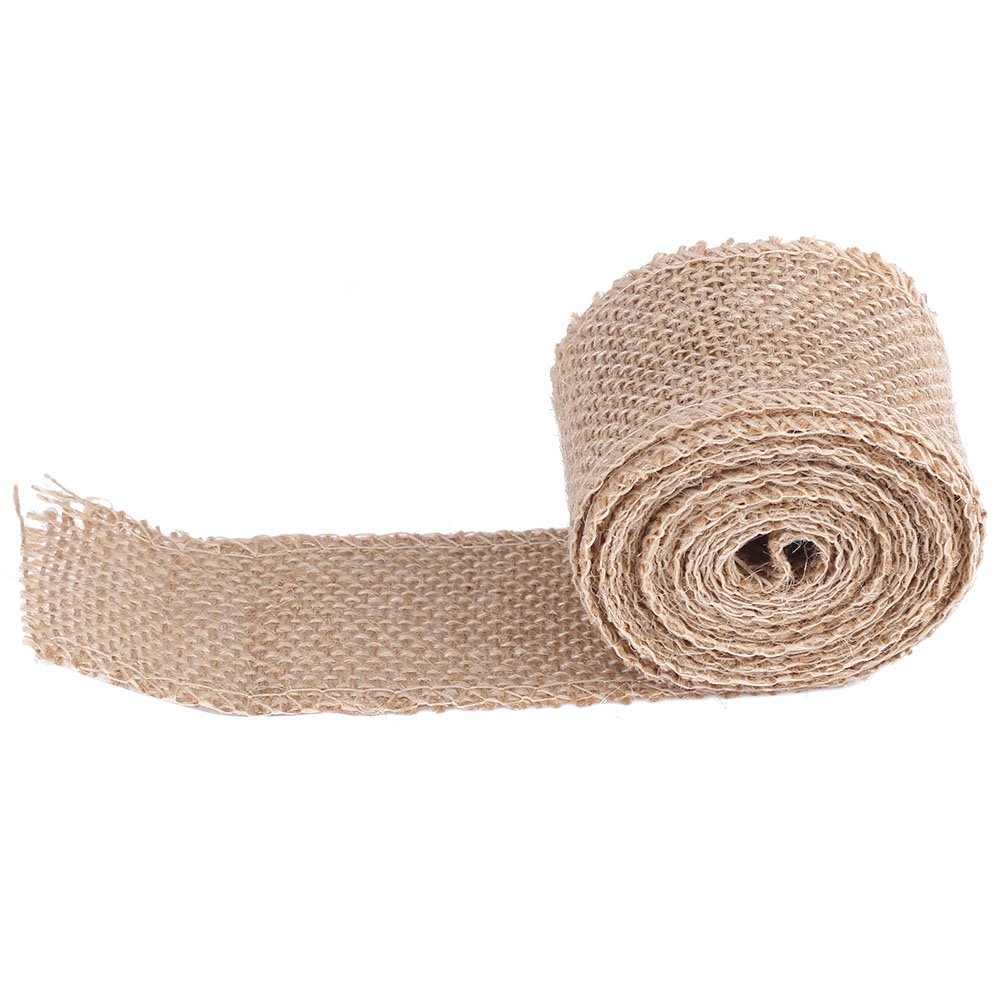 5CM Table Runner Roll Fabric Crafting and Decorating CollagesModels, Christmas Tree, and Gift Wrapping, 300CM Burlap Ribbon Jute Ribbon Roll Handcraft Materials
