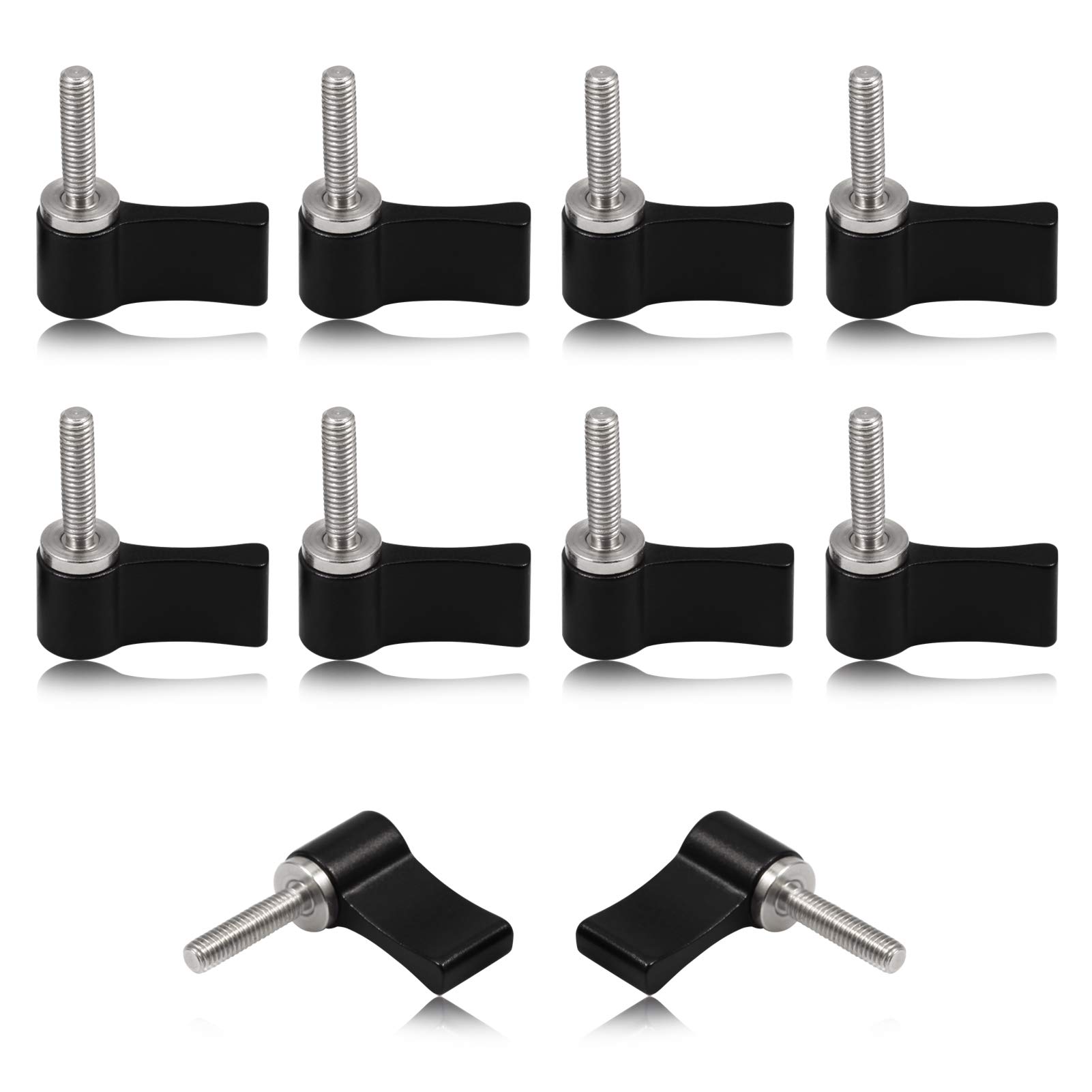 SPEEDWOX 10 Pcs M4 17mm Threading Rotating Knob, Adjustable Thumb Lever Screw, thumb screw with Single Wing, Red Aluminum Alloy for electronic equipment