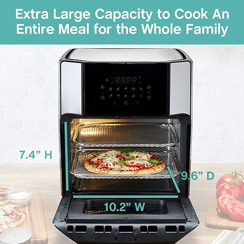 West Bend AFWB12BK13 Electric Air Fryer Oven, Countertop Air Fryer  Rotisserie Combo with 10 Digital Quick Menu