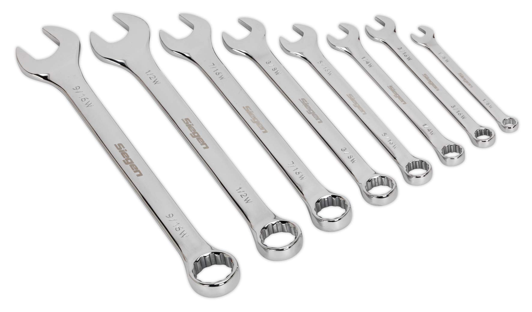 Sealey S0870 Whitworth Combination Spanner Set, Silver, 8 Pieces