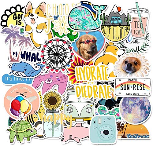 image for Acekar Stickers for Water Bottles, | Big 46-Pack | Cute,Waterproof,Aes