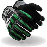 MAGID T-REX Flex Series ANSI Cut Level A9 Knit Impact Glove, 1 Pair, NitriX Palm, Size 9/L, Black & Green, TRX795
