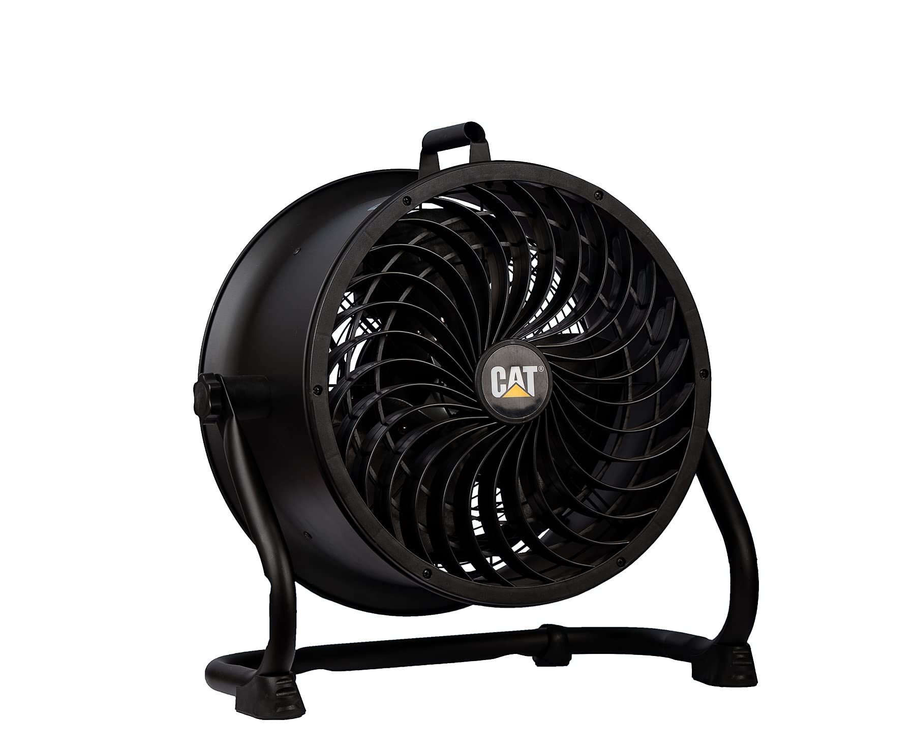 CATERPILLAR 14 inch Heavy Duty Industrial High Velocity Drum Air Circulator Utility Shop Floor Fan, 360 degree Pivoting Metal Drum Head, 2300 CFM, Dual Ball Bearing 4-speed Motor, BLACK