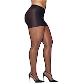 Hanes womens Curves Control Top Sheer Toe Silky Sheer Pantyhose With Wicking Cool Comfort