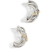 DEMARSON Women's Sloane Earrings, Two Tone, Silver, White, Metallic, One Size