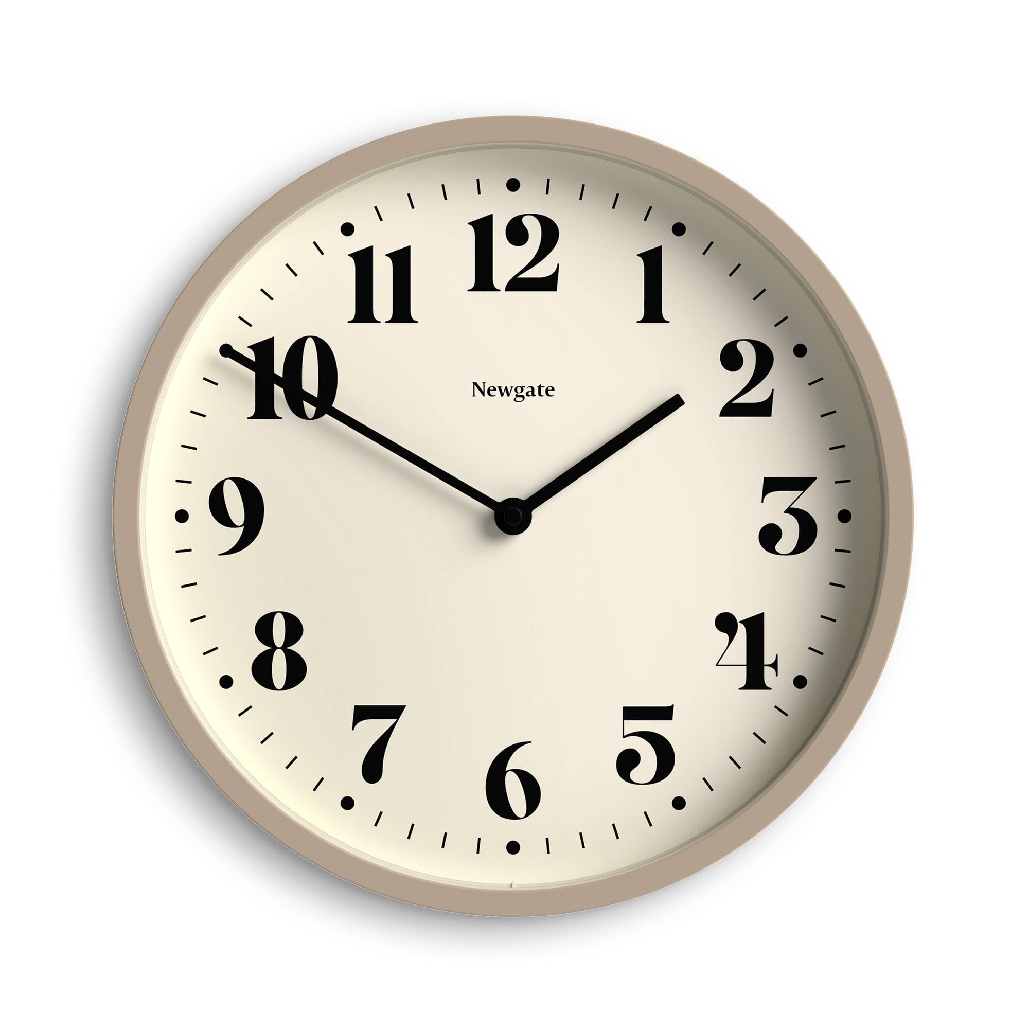 NEWGATE® Number Four Theatre wall clock | Modern round clock | 30cm | Stone | Decorative numbers | Ideal for kitchen, living room or office