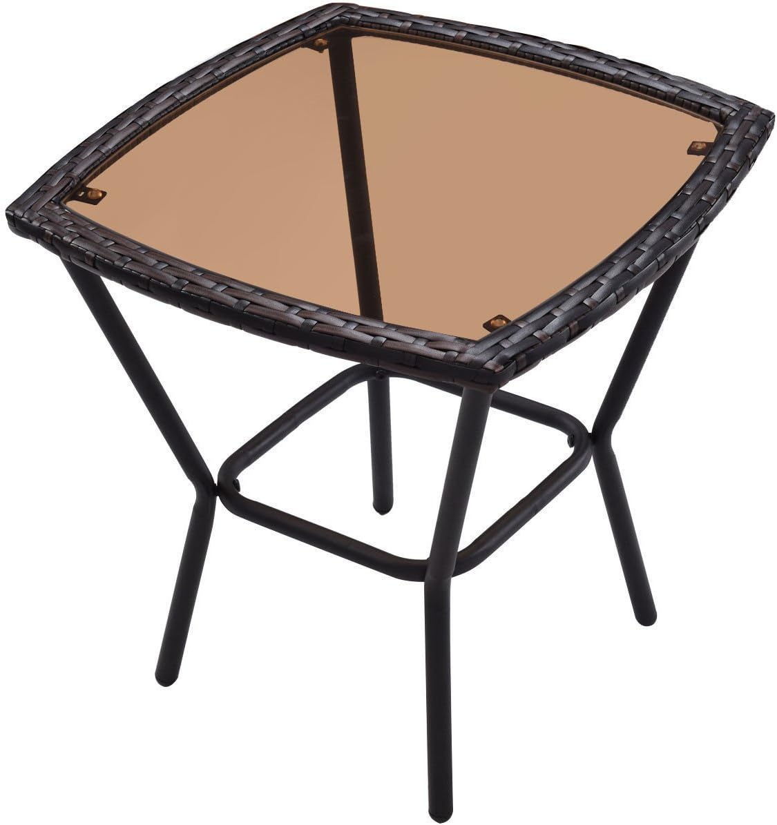 Tangkula AM1483HM Rocking Set 3 Piece Outdoor Patio Garden Poolside Wicker RATT, Brown: Garden & Outdoor