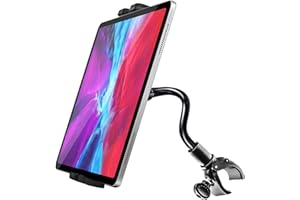 woleyi Gooseneck Spin Bike Tablet Mount, Elliptical Treadmill Tablet Holder, Indoor Peloton Stationary Exercise Bicycle Tablet Clamp for iPad Pro 12.9/Air/Mini, Galaxy Tabs, 4-13" CellPhone or Tablets