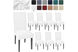 Aertiavty Chair Covers for Dining Room Set of 8 Kitchen Chair Seat Covers, Dining Room Chair Covers Chair Slipcover Parsons Chair Covers, White