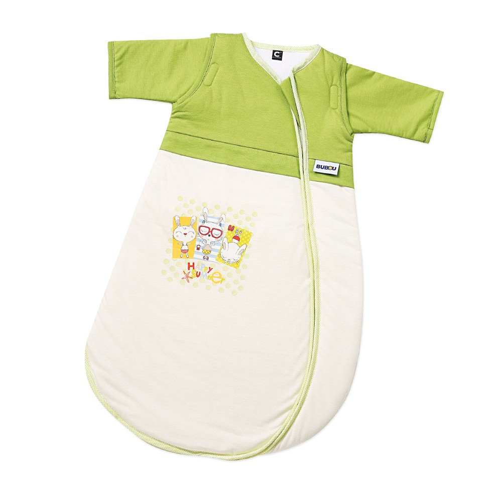 Gesslein Bubou 773175 Baby Sleeping Bag with Removable Sleeves: Temperature-Regulating All-Year Sleeping Bag, Baby/Children, Size 110 cm, Beige/Green