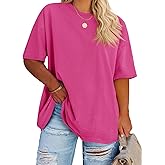 Fisoew Women's Plus Size T Shirts Oversized Tees Summer Half Sleeve Crew Neck Tunic Tops