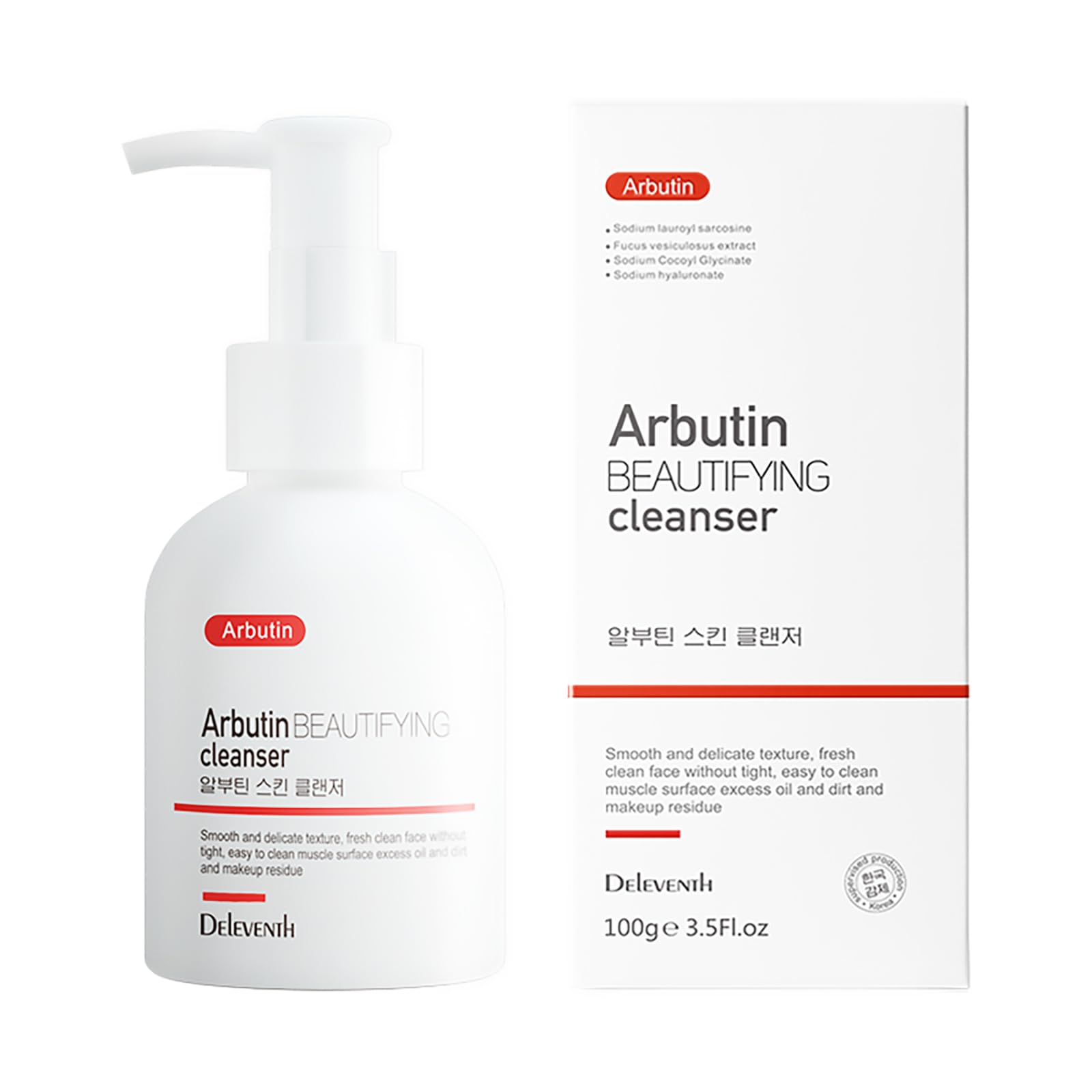 DEleventh Korean Brand α-Arbutin Facial Cleanser 100g / Hydrates, Evens Skin Tone, Controls Oil, Gently Cleanses, Removes Acne, and Anti-Oxidant Formula for a Radiant, Smooth Complexion