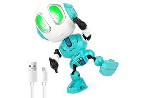 Sopu Stocking Stuffers for Kids Men Women, Rechargeable Robot Toys, Mini Talking Robot with Repeats Waht You Say, LED Lights and Cool Sounds Interactive Toy Xmax Gifts for Kids Adults (Blue)