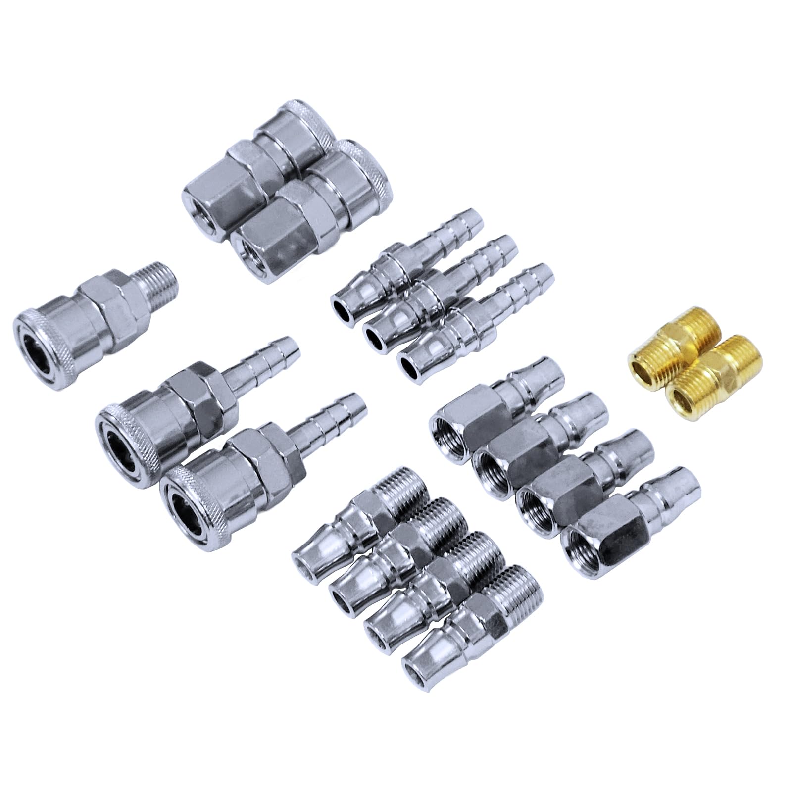 18PCS Air Compressor Connector Coupler Air Hose Quick Connect Pneumatic Fittings Setmpressor Connector Coupler Air Hose Quick Connect Pneumatic Quick Fittings Set