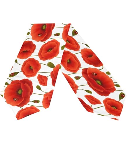 Spring Summer Table Runner - Brown Poppy Leaves Design For Seasonal Home Decor