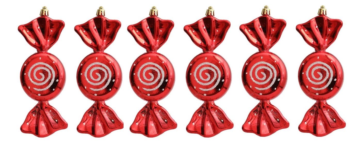 UKDeals Direct UKDD® Christmas Candy Decoration Candy Props Christmas Tree Hanging Ornament Candy Baubles 6pcs (Red)