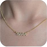 KKOXZ Mama Pendant Necklace for Women - 18K Gold Plated Dainty Jewelry Mother's Day Gift for Mom, Non-Tarnish Trendy Necklace for New Moms