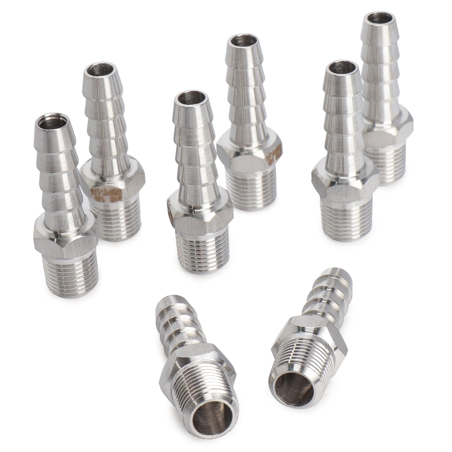 LTWFITTING Stainless Steel 316 Barbed Fitting Connector 1/8" Male BSPT x 1/4"(6mm) Hose Barb Fuel Gas Water (Pack of 25)