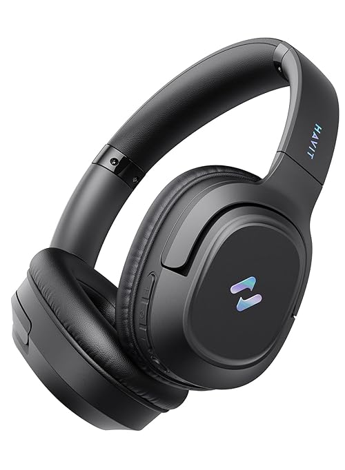 havit Active Noise Cancelling Headphones, Wireless Over Ear Bluetooth Headphones with 60ms Low Latency Game Mode, 50H Playtime, Foldable Overhead Headphones with Deep Bass, Bluetooth 5.4, App Control
