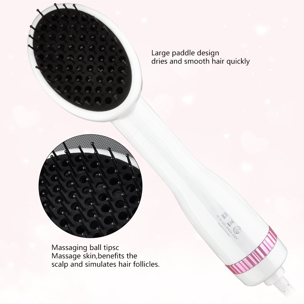KOOVON One-Step Hair Dryer & Styler, Ionic Hair Straightener Brush,Negative Ion Generator for All Hair Types (White)
