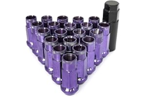 SOROPARTS Lug Nuts M12x1.5 Open End Wheel Nuts,Taper Acorn Seat, Forged Locknut Racing Nut 20 Set 2 Pieces Total 22 Pieces and 1 Nut Socket Key (Purple M12 x P1.5)