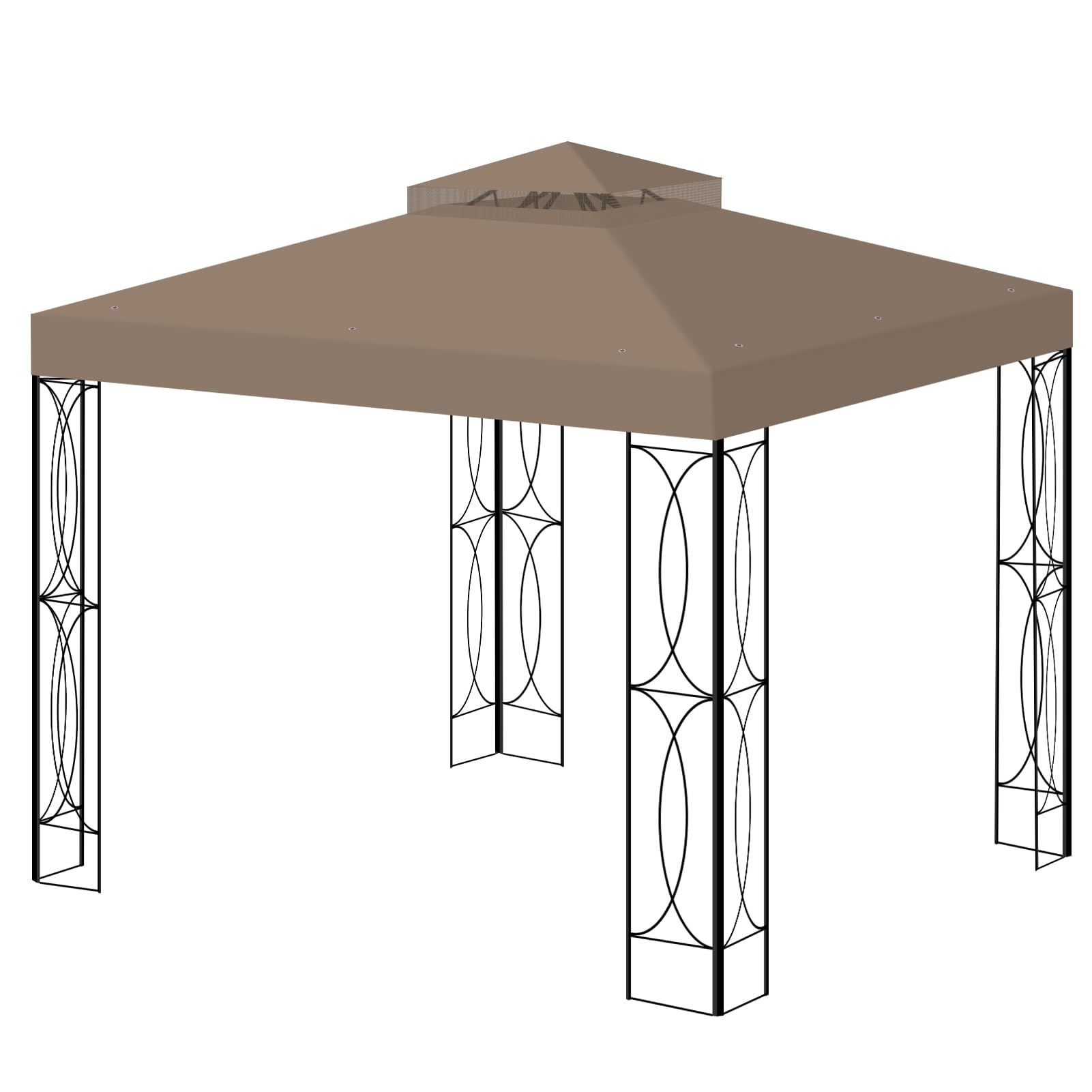 Photo 1 of 8'x8' Gazebo Top Canopy Replacement Cover - Double Tier Top Canopy Cover Replacement with UV30+, Dirt, Water Resistant for Outdoor, Garden, Pavilion (Khaki)