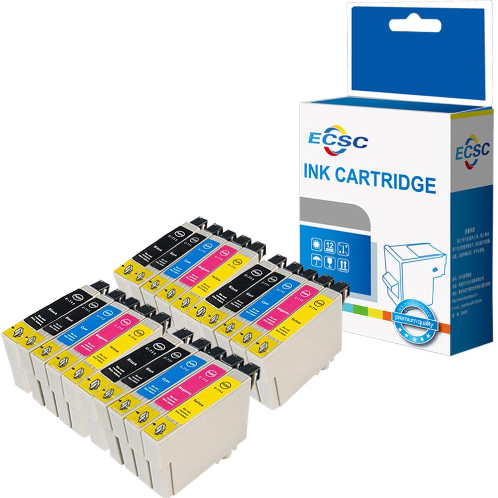 ECSC Compatible Ink Cartridge Replacement for Epson Stylus D120 D78 D92 DX400 DX4000 DX4050 DX4400 DX4450 DX5000 DX5050 DX6000 DX6050 DX7000F DX7400 S20 S21 SX100 SX105 (B/C/M/Y, 20-Pack)