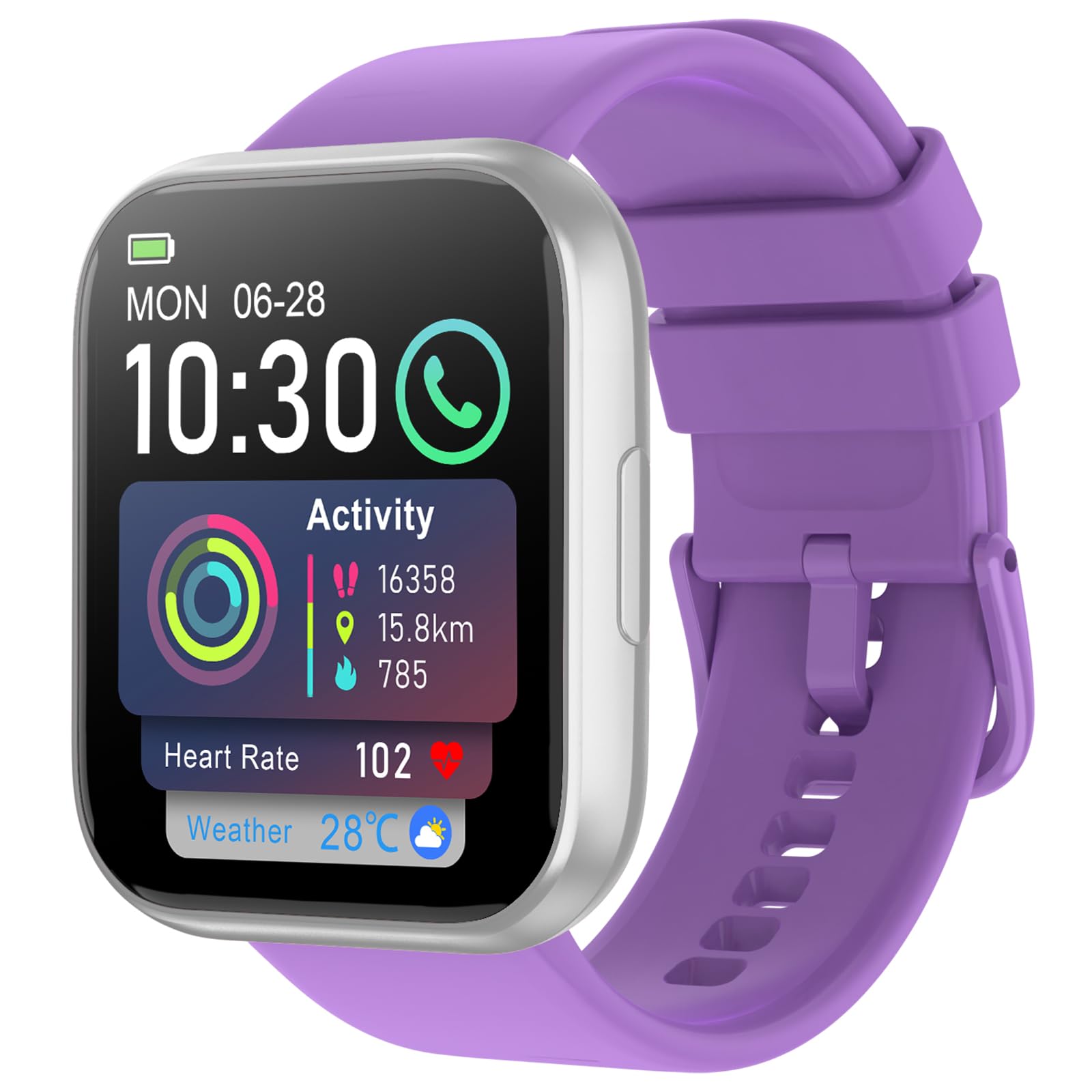 Photo 1 of ***MISSING CHARGER*** Smart Watch for Men Women, 1.85" HD Smart Watch with Bluetooth Calls, 120+ Sport Modes Fitness Watch, Fitness Tracker 24/7 Heart Rate/Sleep Monitor, IP68 Waterproof, iOS Android Compatible (Purple)