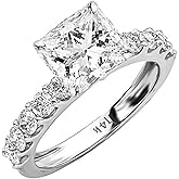 Houston Diamond District 3 to 7 Carat LAB GROWN IGI CERTIFIED DIAMOND Classic Side Stone Prong Set Princess Cut Diamond Engagement Ring (E-F Color VS1-VS2 Clarity)