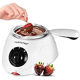 NutriChef Electric Fondue Pot | 25W Chocolate Melting Warmer | 8.8 Oz Capacity | Keep Warm Dipping Function &amp; Removable Pot | Perfect for Melting Chocolate, Butter &amp; Cheese | White
