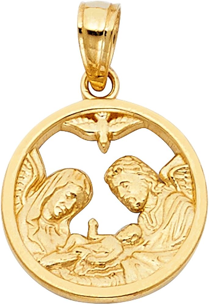 14K Yellow Gold Baptism Charm Pendant 
