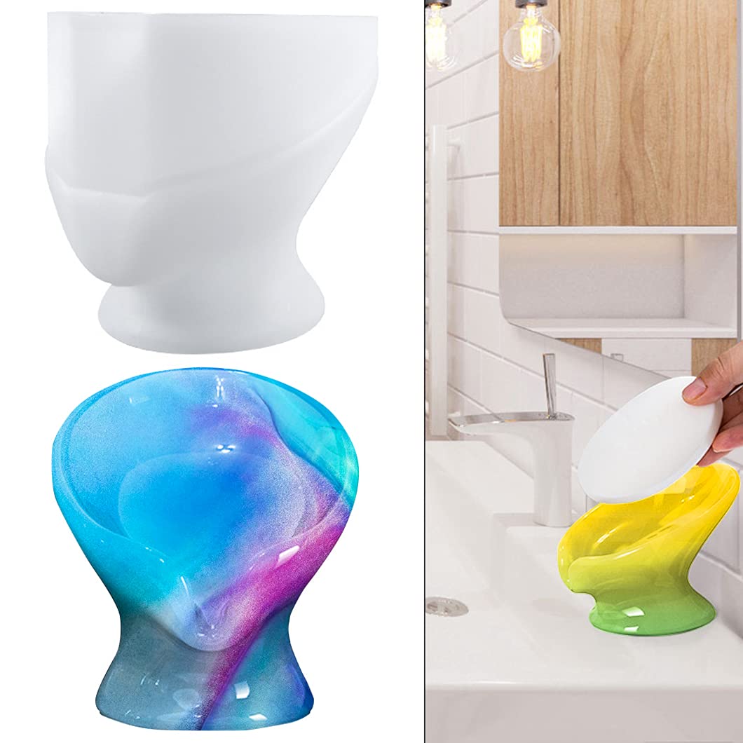 Rolin Roly Soap Dish Silicone Moulds Soap Drain Crafts Mold Soap Jewelry Tray Resin Mold Trinket Dish Casting Mould for DIY Epoxy Coaster Storage Plate Tray Molds Home Decoration