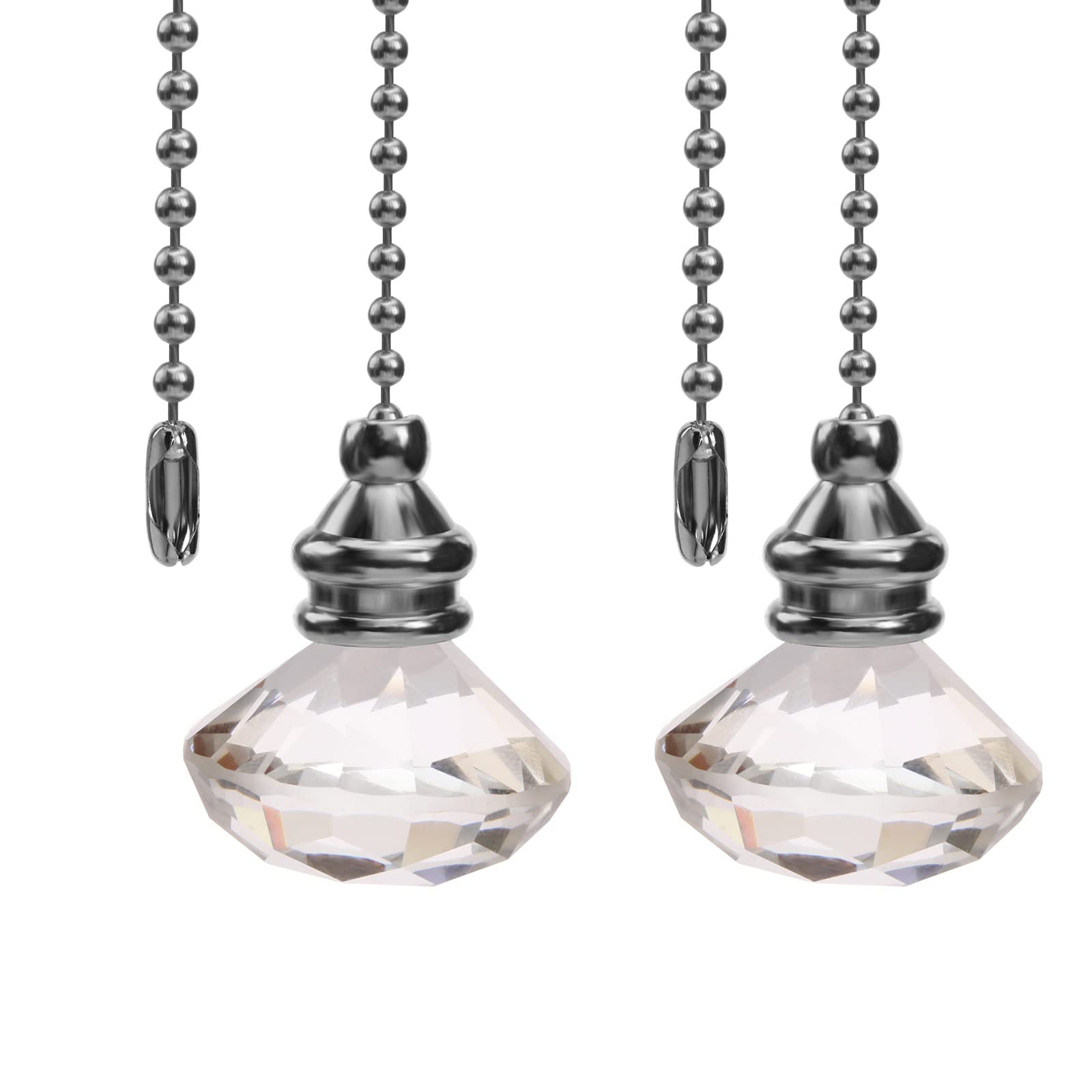 EMSea 2pcs Light Pull Chain Pull Cord Handle Chain Extension Beaded 30cm Crystal Diamond Pull Chain for Bathroom Toilet Light/Ceiling Light Fan