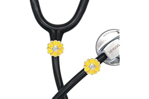 HEYGOO 2 Pack Sunflower Bling Stethoscope Charms, Unique Stethoscope Id Name Tag for Doctor Nurse Christmas Gift