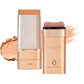 QIANWHITE Foundation Stick Korean Makeup - Foundation for Mature Skin Tint | Buildable Light to Full Coverage Foundation Make Up Concealer, Dual-Ended with Brush - Natural Dewy Finish (CHOCOLATE)