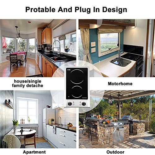 Electric Cooktop, ECOTOUCH 2 burner electric cooktop 120V Stove Top