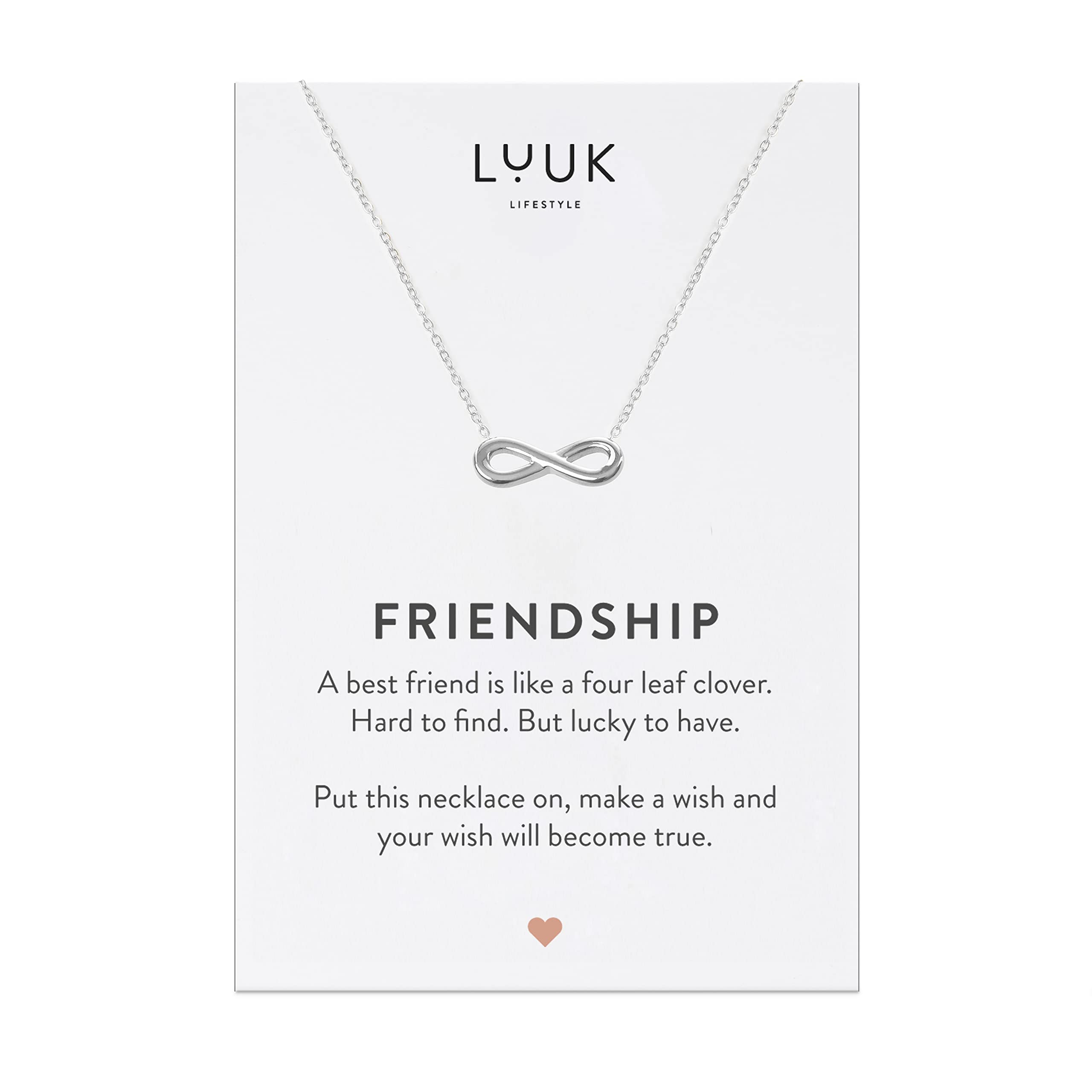 LUUK LIFESTYLE Stainless Steel Pendant Necklace for Women Waterproof 50cm Chain Modern Necklace Gift for Her Silver Infinity