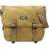 SMONT WW2 US M1936 Canvas Messenger Bag, 12" Vintage Tactical Musette Satchel Bags Military Crossbody Haversack