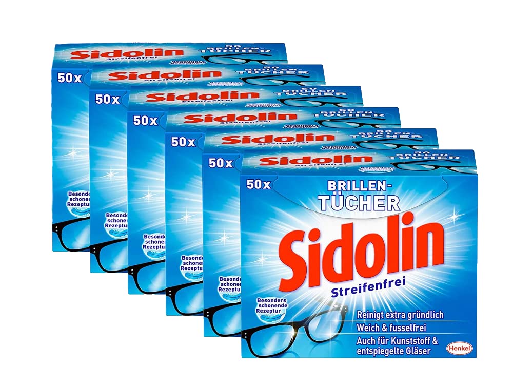 Sidolin Glasses Cloths, Pack of 6 (6 x 50 Pieces)