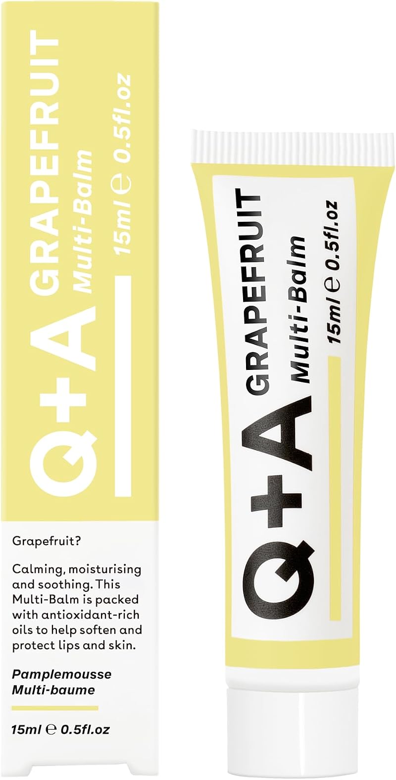 Q+A Grapefruit Multi-Balm Jojoba Cocoa Butter Lip Cuticle Dry Skin 15ml
