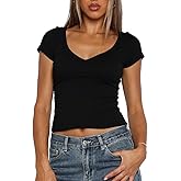 Womens Summer Sexy Tshirt Shirts Tops Shirts Casual Slim Fit Basic Y2K Cute T Shirt Tee