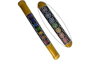 KHEOPS INTERNATIONAL 16" Handmade & Painted Bamboo Rainstick Chakra Spirals and Flowers Ethically made in Bali