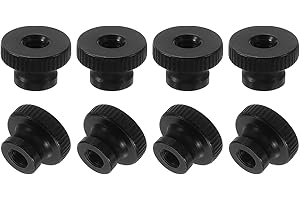 uxcell Knurled Thumb Nuts, 12Pcs M5 Carbon Steel Nut High Head Through Hole for 3D Printer Part, Black