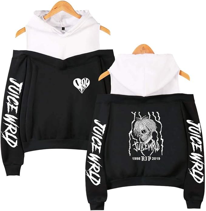 Flyself Unisex Juice Wrld Hoodie Off Shoulder Long Sleeve Hoodies Hip