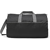 Amazon Essentials Duffel Bag for Travel and Sports, 20-inch Foldable Packable Nylon Bag with Multiple Zippered Pockets, 35 lb Weight Capacity, Collapsible for Easy Storage, Blac0