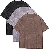 rosemia Oversized Tshirts for Men Vintage Short Sleeve Shirts Acid Wash Basic Tees
