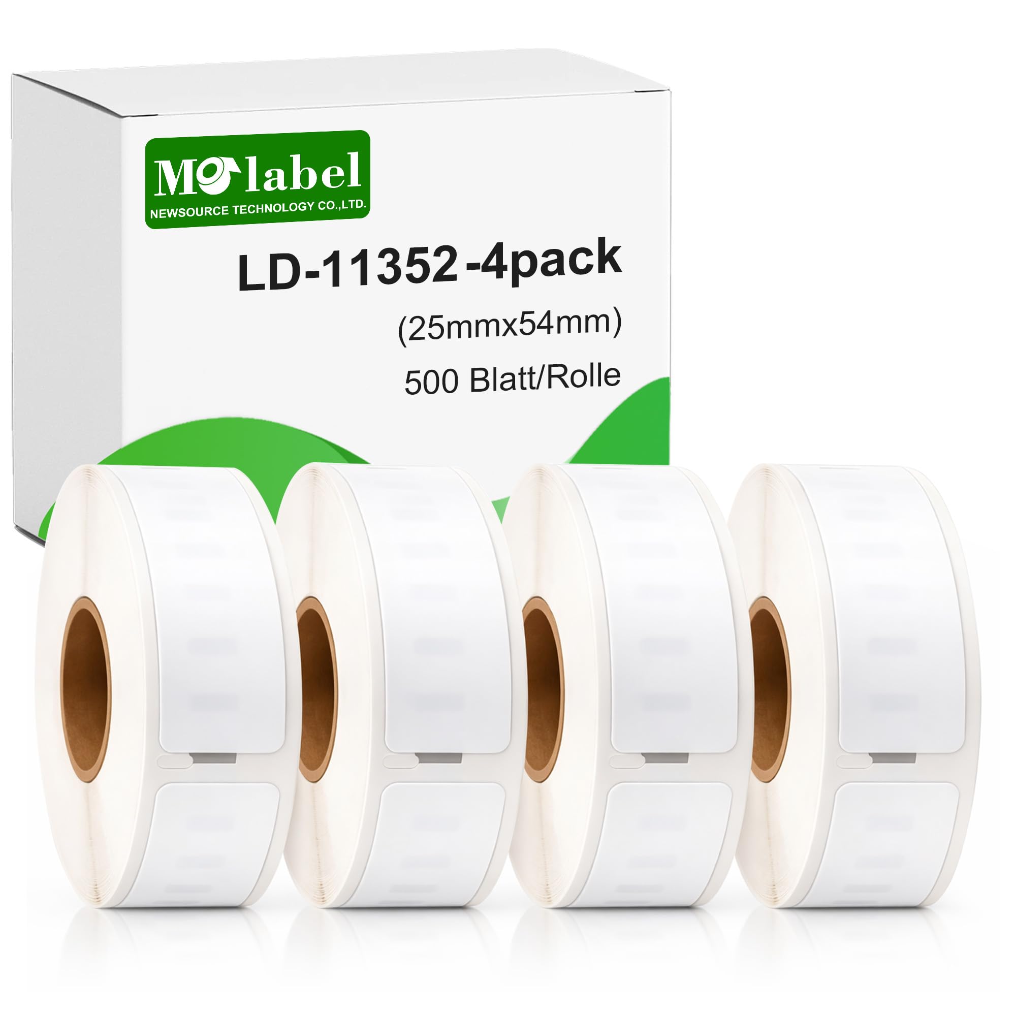 Molabel 11352 4-Pack (25 x 54 mm) Compatible with DYMO S0722520, Dymo LabelWriter 310, LabelWriter 320, LabelWriter 330 Series, LabelWriter 400, LabelWriter 400 Turbo and LabelWriter 450 Series